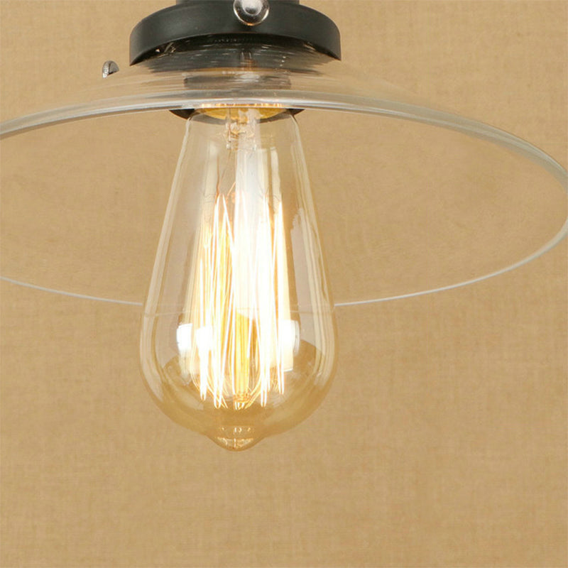 Industrial Clear Glass Pendant Lamp With Cone Shade - Black/Rust/Copper Finish Living Room Hanging