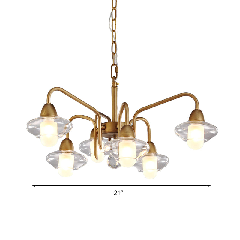 Modern Frosted Glass Chandelier - 6-Light Elliptical Pendant For Dining Room Lighting