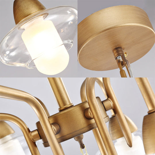 Modern Frosted Glass Chandelier - 6-Light Elliptical Pendant For Dining Room Lighting