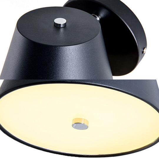 Metal Cone Wall Sconce - 1 Light In White/Warm With Pink Yellow And Black Accents