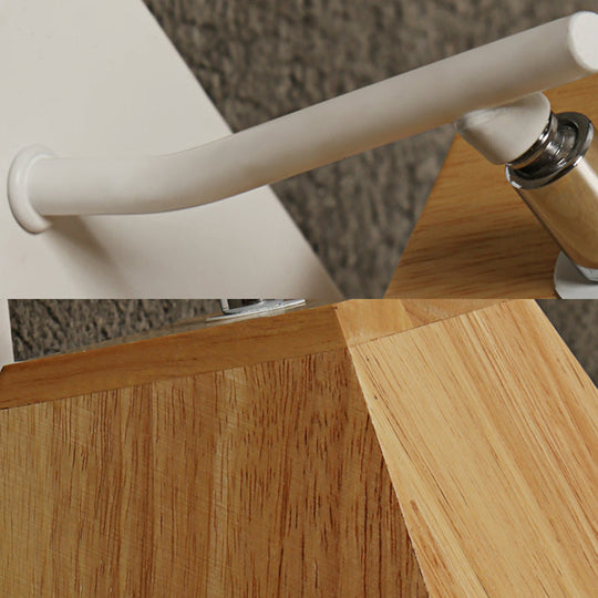 Beige Trapezoid Shade Rotatable Wood Wall Sconce - Modern Balcony Bedroom Lamp