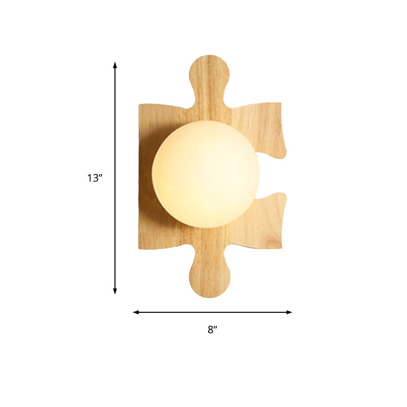Japanese Style Wooden Puzzle Base Wall Light - 1 Beige Sconce Lamp For Corridor & Kitchen