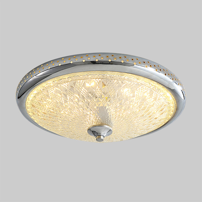 Vintage Amber Prismatic Glass Led Flush Ceiling Light Fixture Gold/Chrome Finish 14’/18’ Width