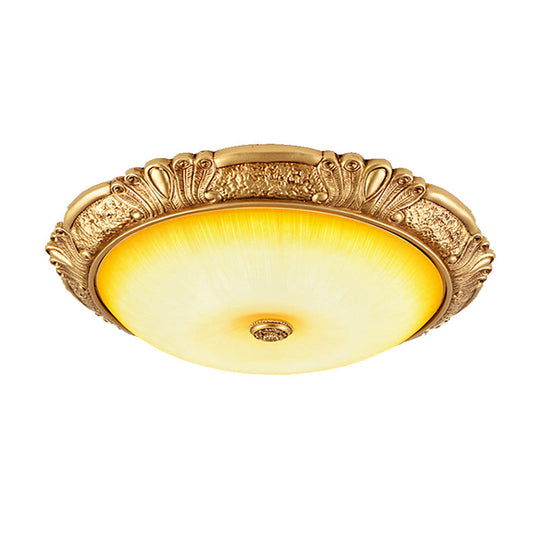 12’/16’/19.5’ Led Flush Mount Ceiling Light In Gold With Amber Glass
