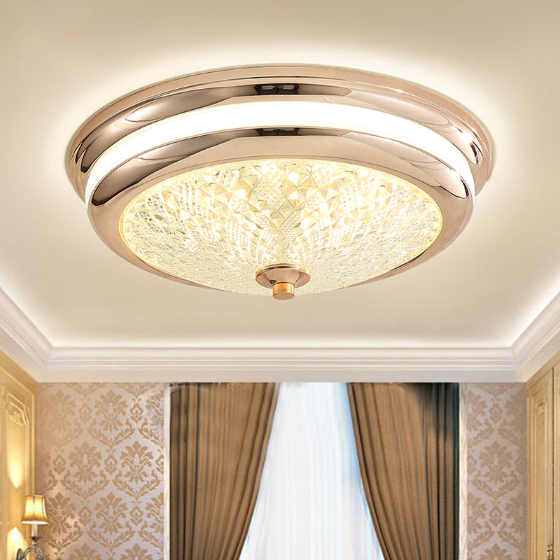 Retro Style Ceiling Lamp In Black/Gold With Lattice Glass And Led Flush Mount - 16’/19.5’ W