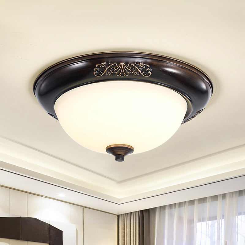 Led Countryside Flush Mount Black Opal Glass Ceiling Fixture Various Sizes Available / 12’