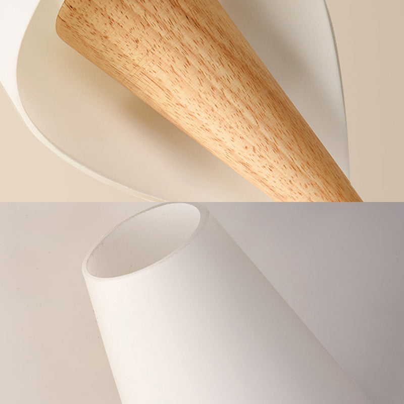 Contemporary Glass Sweet Cone Wall Light In White & Beige For Living Room