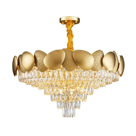 Modern Crystal Chandelier With 11 Gold Bulbs For Stylish Living Room Pendant Lighting
