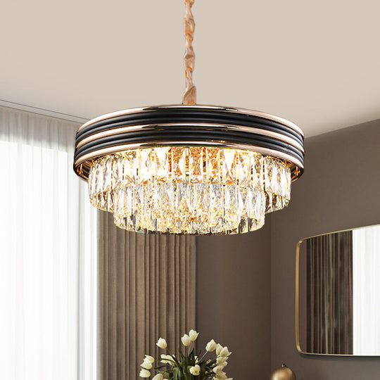 Black Crystal Chandelier Pendant - Modern 9/11-Head Drop Lamp For Table 18’/21.5’ W