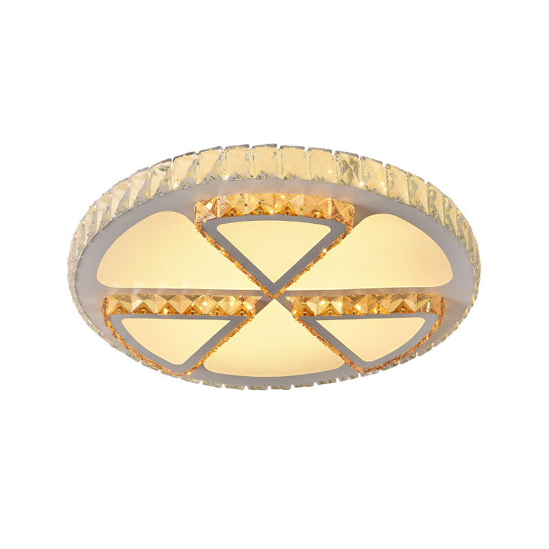 Modern Led Flush Mount Ceiling Light With Clear Crystal Design For Bedroom