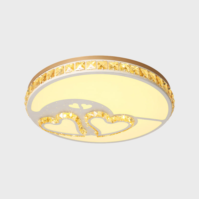 Minimal Moon Crystal Led Ceiling Light With White Leaf/Heart/Star Pattern