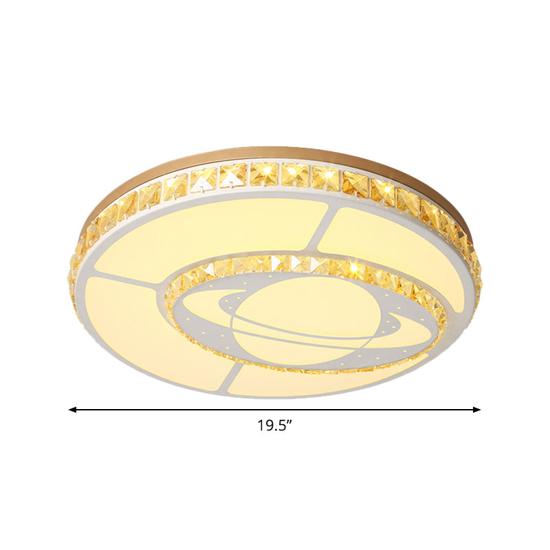 Minimal Moon Crystal Led Ceiling Light With White Leaf/Heart/Star Pattern