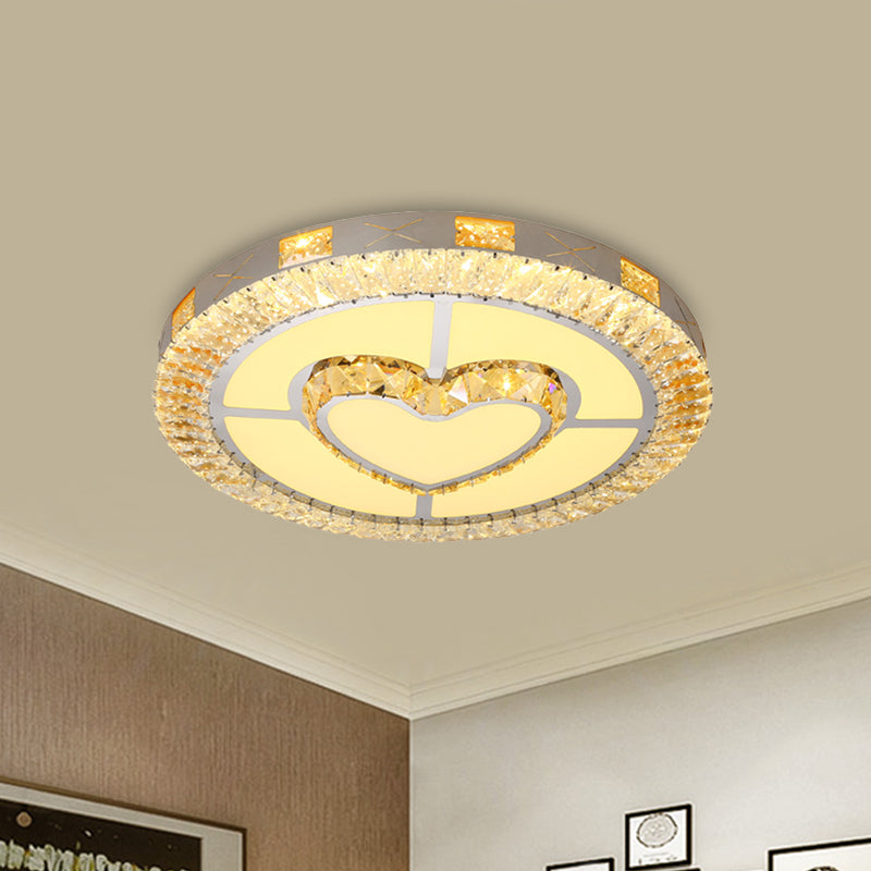 Led Crystal Ceiling Light Flush-Mount Fixture - Modern Chrome With Clear Inlaid Diamond/Flower/Star