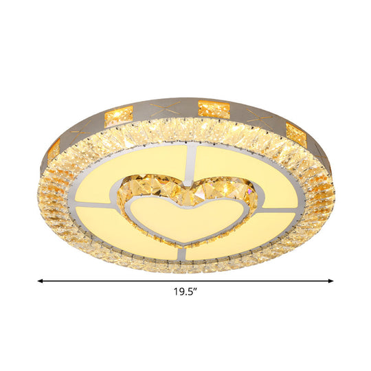 Led Crystal Ceiling Light Flush-Mount Fixture - Modern Chrome With Clear Inlaid Diamond/Flower/Star