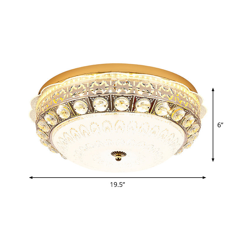 Classic Crystal Bowl Flush Ceiling Light - Led Mount Fixture White 16’/19.5’ Wide Bedroom Lighting