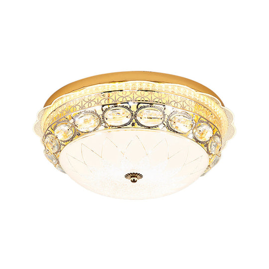 Classic Crystal Bowl Flush Ceiling Light - Led Mount Fixture White 16/19.5 Wide Bedroom Lighting