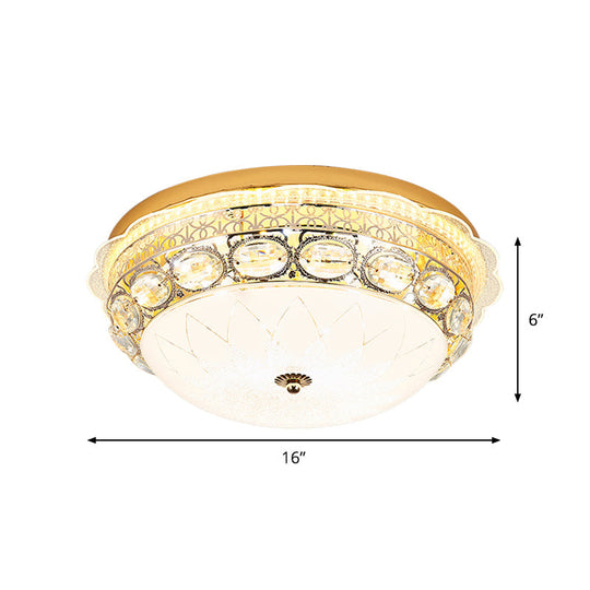Classic Crystal Bowl Flush Ceiling Light - Led Mount Fixture White 16’/19.5’ Wide Bedroom Lighting