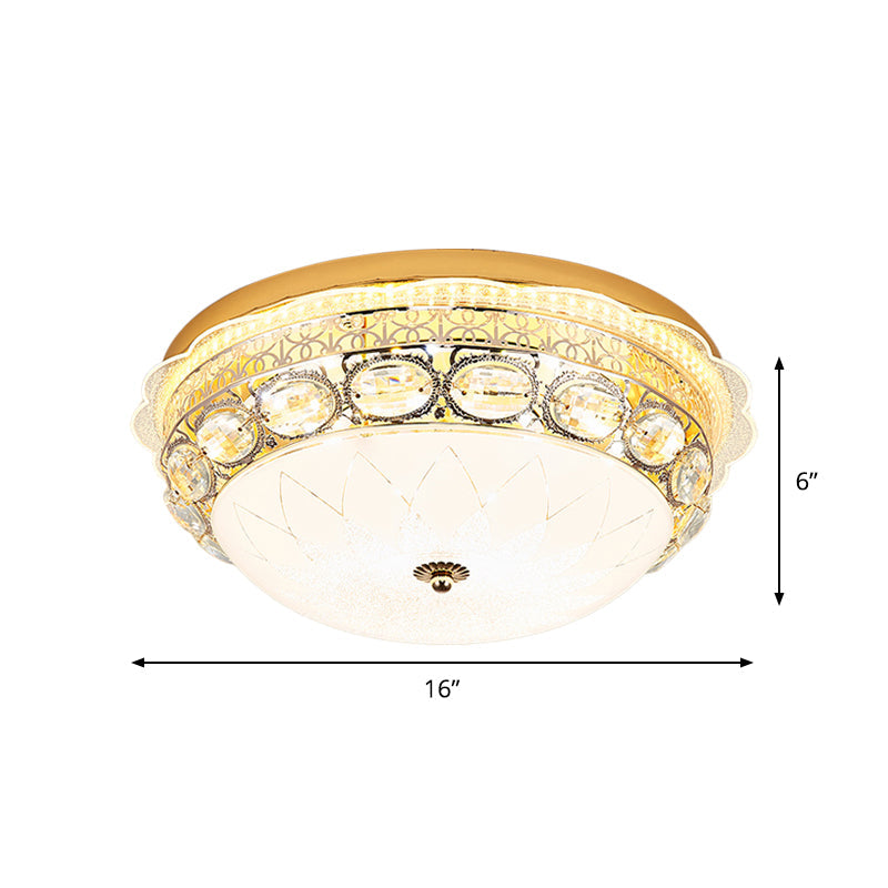 Classic Crystal Bowl Flush Ceiling Light - Led Mount Fixture White 16/19.5 Wide Bedroom Lighting