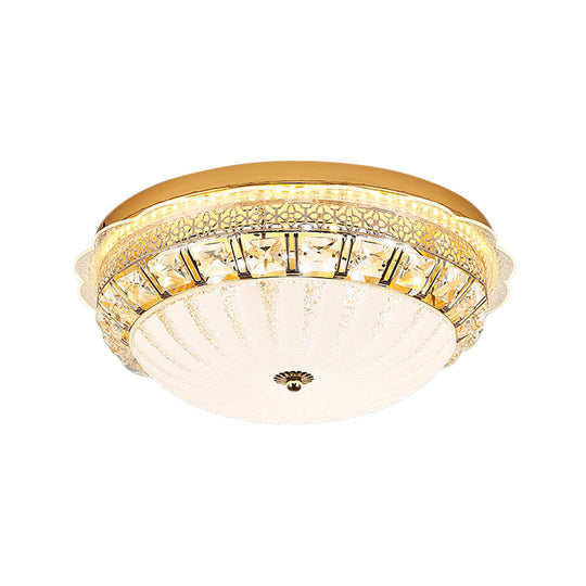 Classic Crystal Bowl Flush Ceiling Light - Led Mount Fixture White 16’/19.5’ Wide Bedroom Lighting