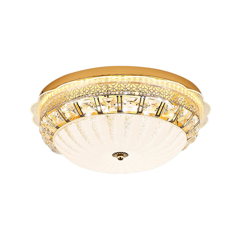 Classic Crystal Bowl Flush Ceiling Light - Led Mount Fixture White 16/19.5 Wide Bedroom Lighting