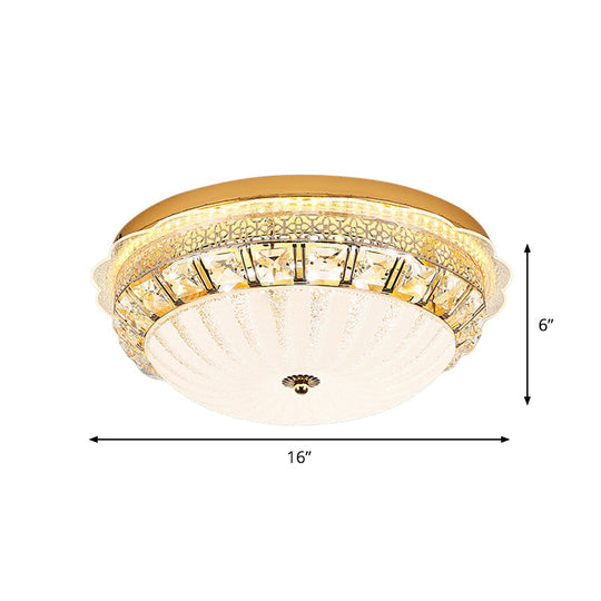 Classic Crystal Bowl Flush Ceiling Light - Led Mount Fixture White 16’/19.5’ Wide Bedroom Lighting