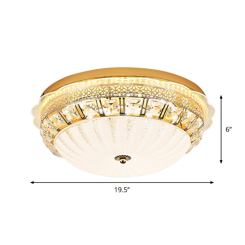 Classic Crystal Bowl Flush Ceiling Light - Led Mount Fixture White 16’/19.5’ Wide Bedroom Lighting