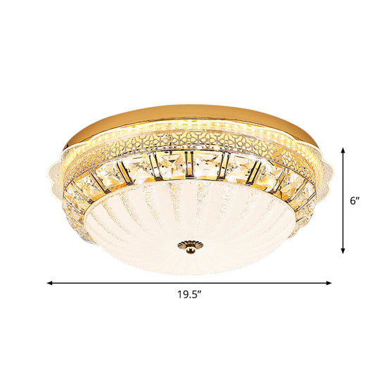 Classic Crystal Bowl Flush Ceiling Light - Led Mount Fixture White 16’/19.5’ Wide Bedroom Lighting