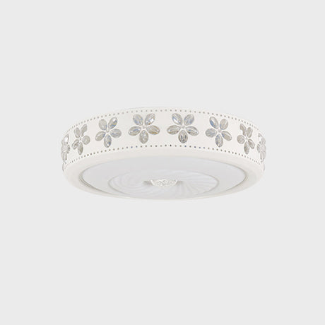 Minimalist Iron Led Ceiling Light With Flower Edge - White Circle Flush Mount For Living Room