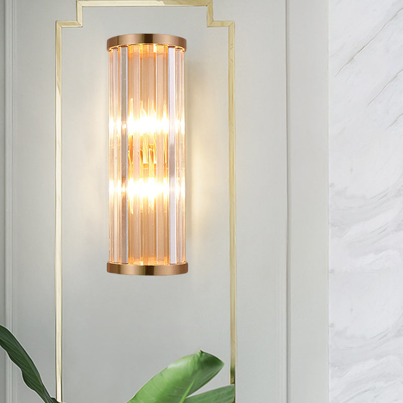 Minimalist Crystal Wall Sconce With 2 Bulbs For Living Room Lighting