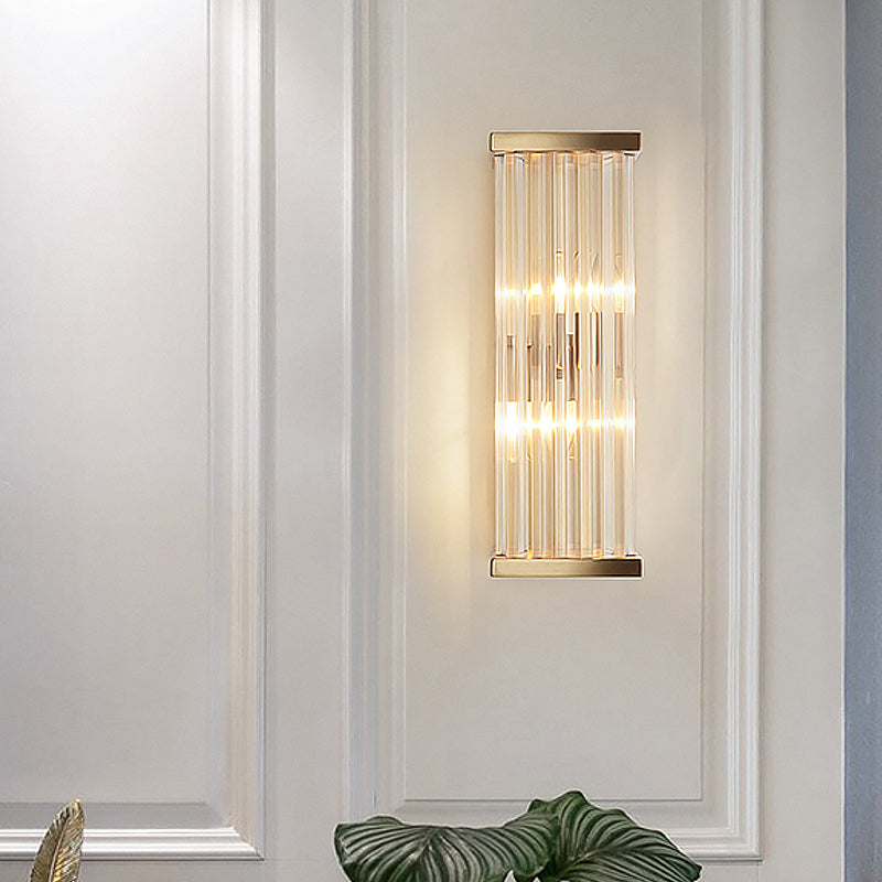 Minimalist Crystal Wall Sconce With 2 Bulbs For Living Room Lighting