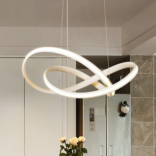 Minimalistic Metal Crossing Ring Led Ceiling Chandelier In Warm/White Light - Coffee/White