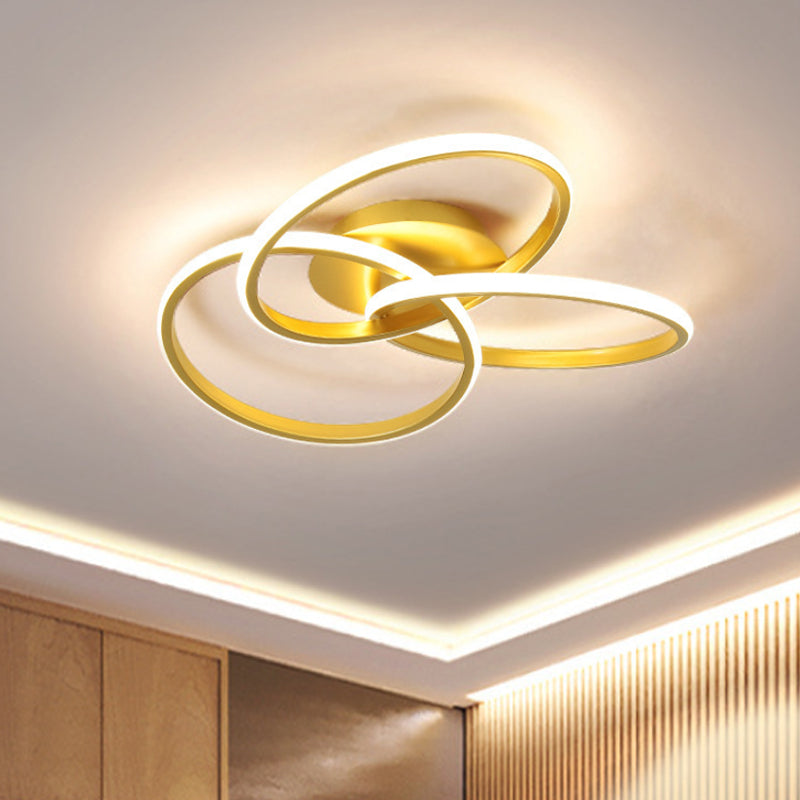 Nordic Style Metallic Black/Gold Led Ceiling Light - 16.5’/20.5’ Diameter With Warm/White Gold