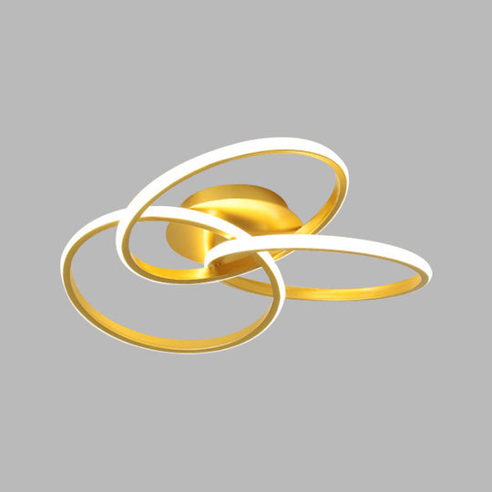 Nordic Style Metallic Black/Gold Led Ceiling Light - 16.5’/20.5’ Diameter With Warm/White