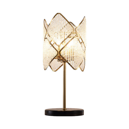 Rastaban - 1- Clear Crystal Beads Gold/Chrome Table Light Rhombus 1 Head Contemporary Night Stand