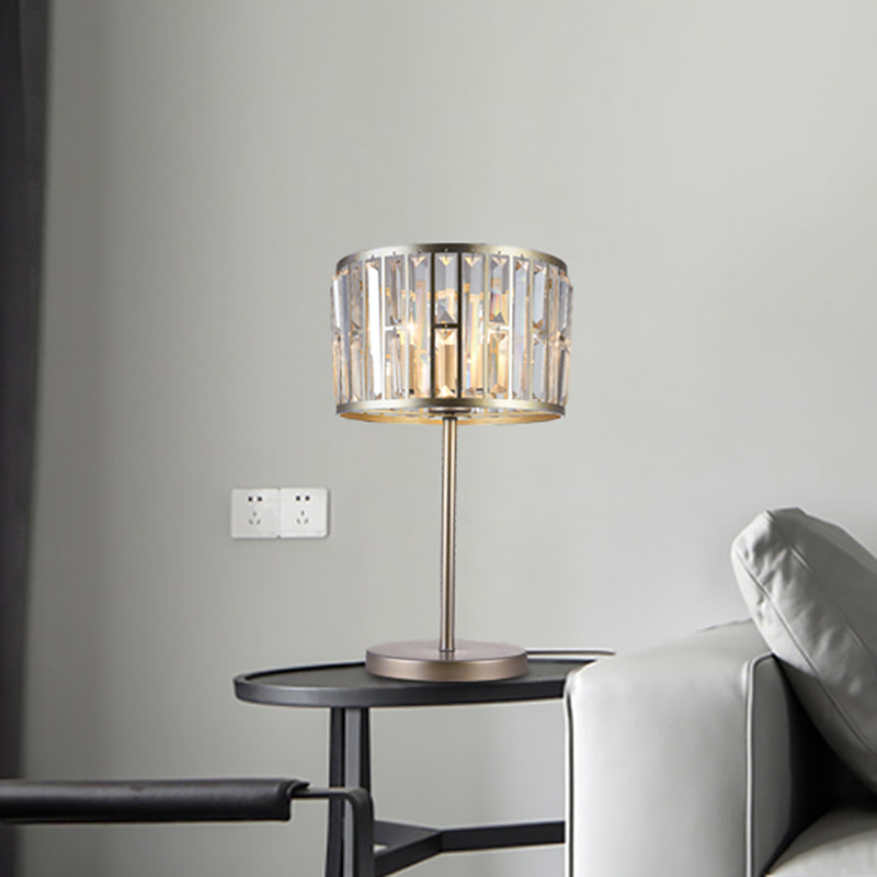 Giulia - Stylish Gold/Black 1 Bulb Nightstand Lamp Modern Crystal Blocks Embedded Cylinder Table