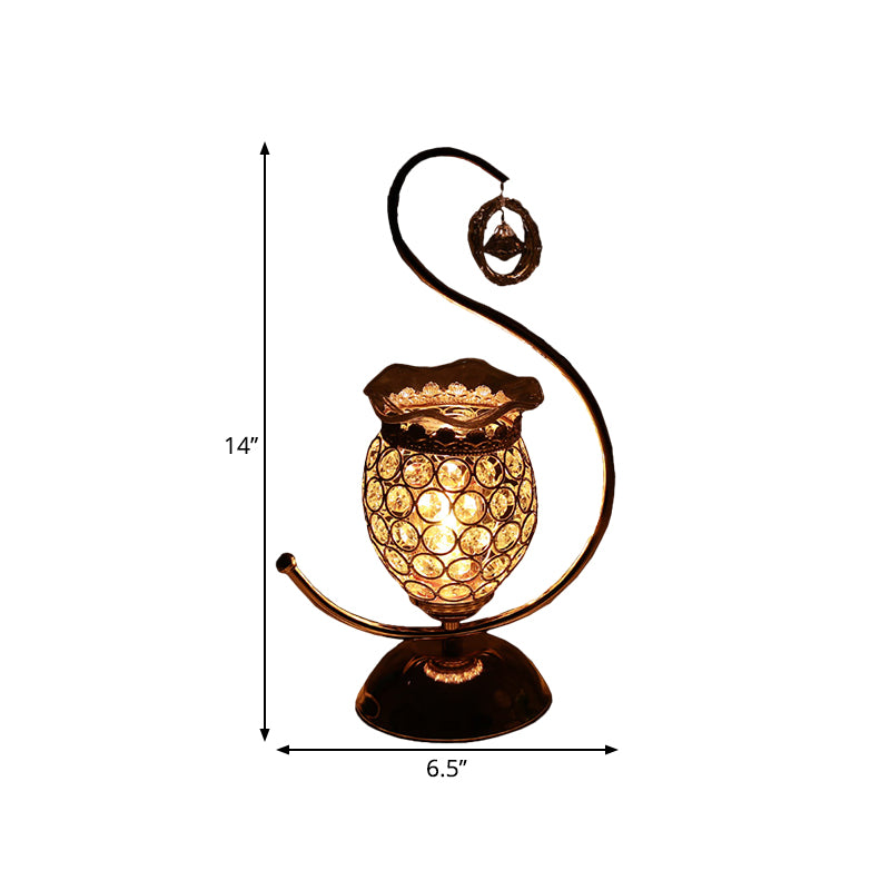 Nunki - Floral Crystal Embedded Gold Table Lamp With Warm/Blue/Purple Light