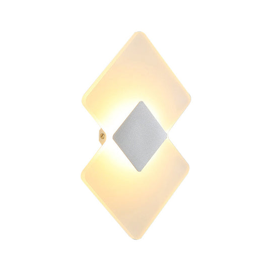 Modern Led Acrylic Wall Lamp: Textured Silver/Black Rhombus Sconce Light With Remote Control
