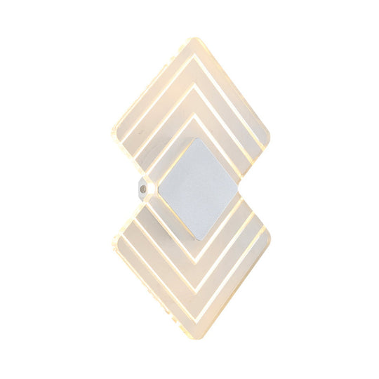 Modern Led Acrylic Wall Lamp: Textured Silver/Black Rhombus Sconce Light With Remote Control