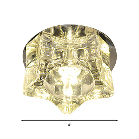 Contemporary Star - Shape Led Ceiling Fixture With Clear Crystal Accents - Warm/White/Multi Color