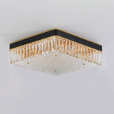 Modern Black Crystal Square Led Flush Mount Ceiling Light For Parlor