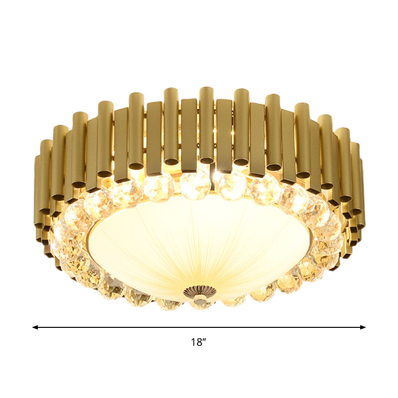 Brass 6 - Head Crystal Flushmount: Modern Bedroom Ceiling Lighting