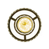 Faceted Crystal Led Flush Mount Ceiling Light With Nickel Finish And Floral Design