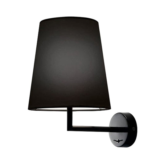 Modern Led Cone Wall-Mounted Fabric Sconce Light In Black/White For Living Room