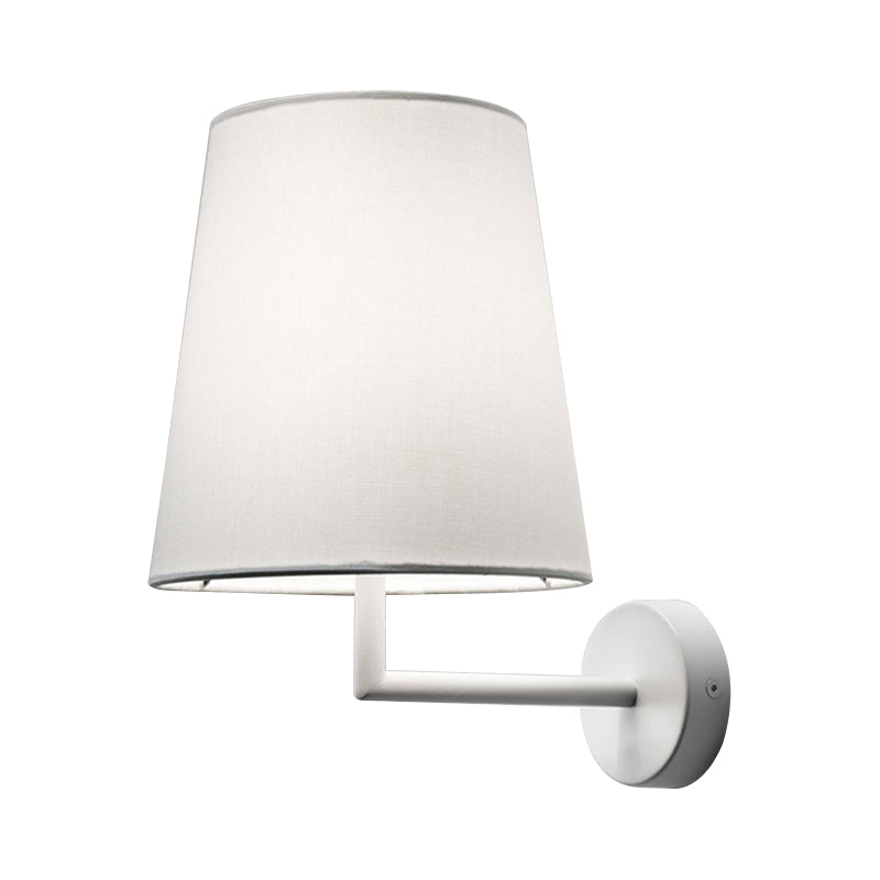 Modern Led Cone Wall-Mounted Fabric Sconce Light In Black/White For Living Room