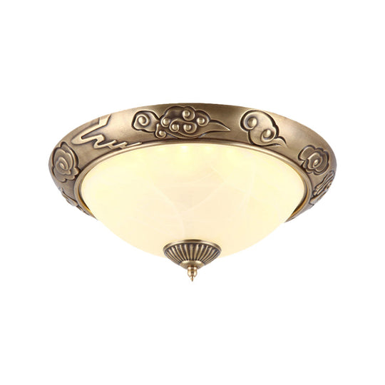 Brass Led Colonial Dome Ceiling Light In Opal Glass 12’/16’ For Bedroom