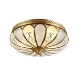 Lotus Frosted Glass Flush Mount Ceiling Light Fixture - Colonial Design Gold Finish 3/4/5 Heads