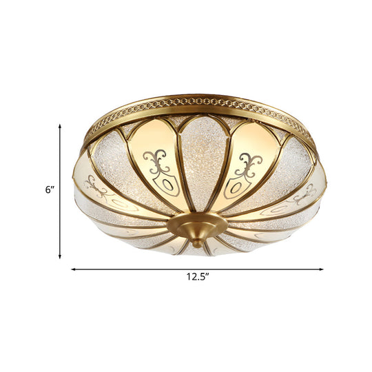 Lotus Frosted Glass Flush Mount Ceiling Light Fixture - Colonial Design Gold Finish 3/4/5 Heads