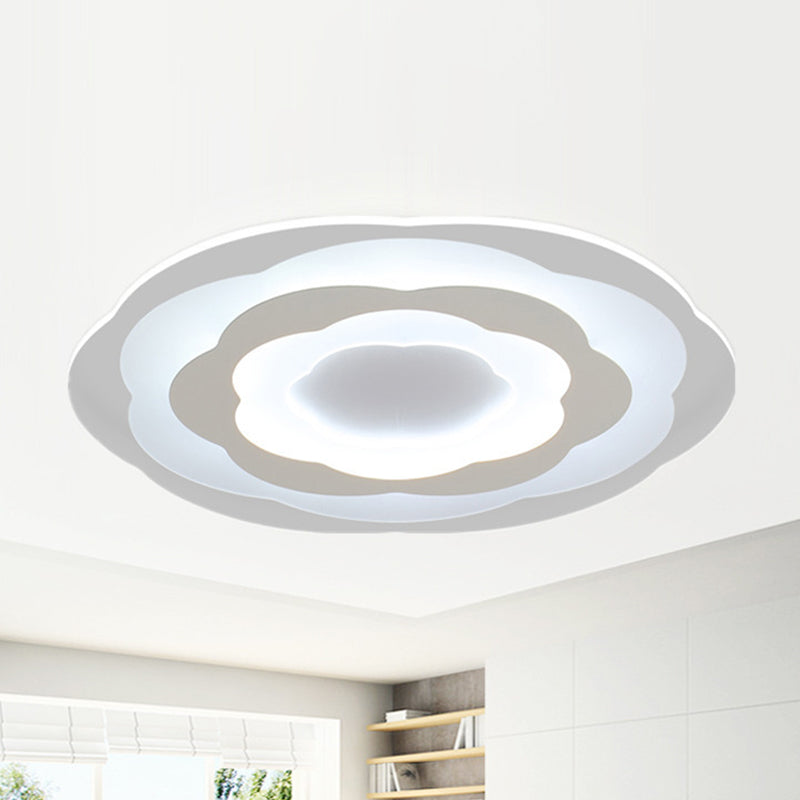 Ultrathin Layered Flower Ceiling Light - Modern Acrylic - White Led Flush Mount Lighting For