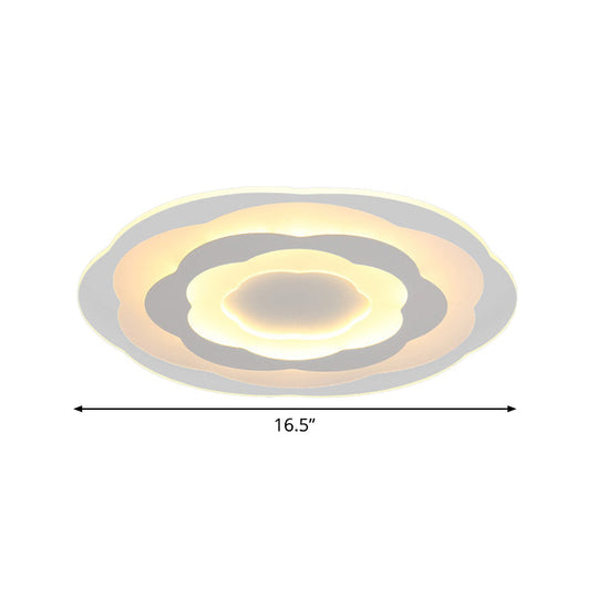 Ultrathin Layered Flower Ceiling Light - Modern Acrylic - White Led Flush Mount Lighting For