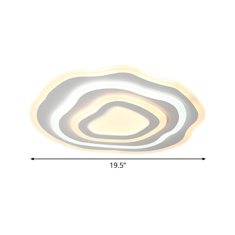 Modern Led Ceiling Lamp: 19.5’/23.5’ Wide Acrylic White Flush Mount With Warm/White Light For Lounge